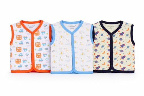Image of NammaBaby Unisex Kid Cotton Regular Fit T-Shirt Hosiery Clothing Jhabla /Vest Front Open T- Shirt with Snap Buttons