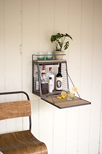 Kalalou Liquor Cabinet with Fold Down Shelf, Brown