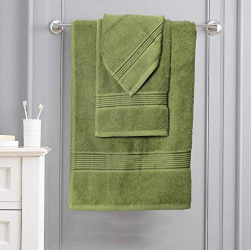 Belizzi Home Ultra Soft 6 Pack Cotton Towel Set, Contains 2 Bath Towels 28X55 Inch, 2 Hand Towels 16X24 Inch & 2 Wash Coths 12X12 Inch, Ideal For Everyday Use, Compact & Lightweight - Kiwi Green #TOP6