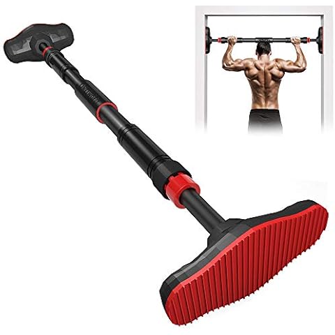 ONETWOFIT Pull Up Bar no Screws Doorway Chin Up Bar for Home Gym Adjustable to Doors with a Width of 27.5-35.4 Inches with Large Anti-Slip Mat and Safety Lock, Max Support for 330 lbs OT160 Cover