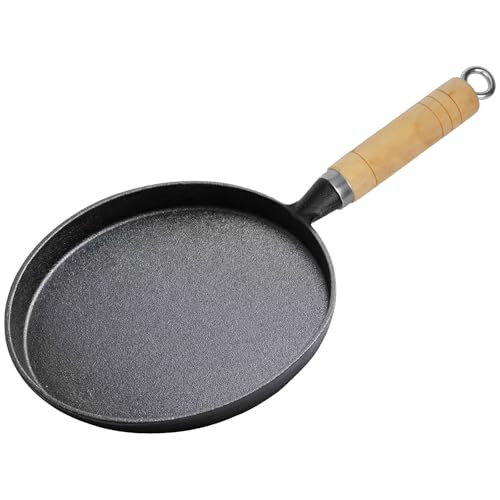 Corpower Sarten Hierro Fundido, Sarten Hierro Fundido Induccion 20 cm - Mango de Madera Maciza sin Revestimiento, Apta para Gas, Inducción y Parrillas