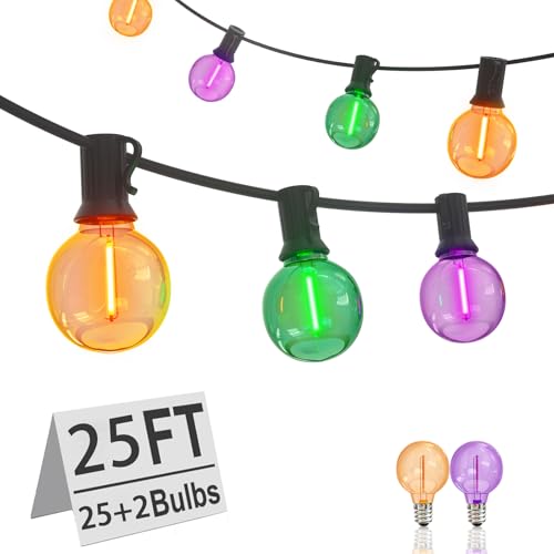 Halloween Lights Tricolor, 25Ft G40 Halloween String Lights with 27