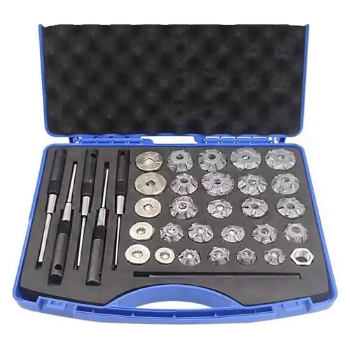 LZWCOWMOO 34-Piece Valve Seat Reamer & Grinding Tool Set | 22–38mm | High-Precision Repair Kit with Storage Box