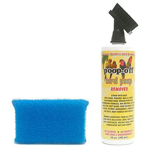 Poop-Off Bird Poop Remover Brush Top 16-Ounce with Prevue Hendryx Cage Saver Scrub Pad Assorted Colors