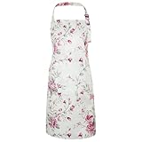 Livdouyu Schürze Damen Blumenschürzen mit Tasche, Kochschürze Blühende Damenschürzen mit Einem Wasserdicht Verstellbaren Halsausschnitt und Langen Bändern für Küche Garten und Salon