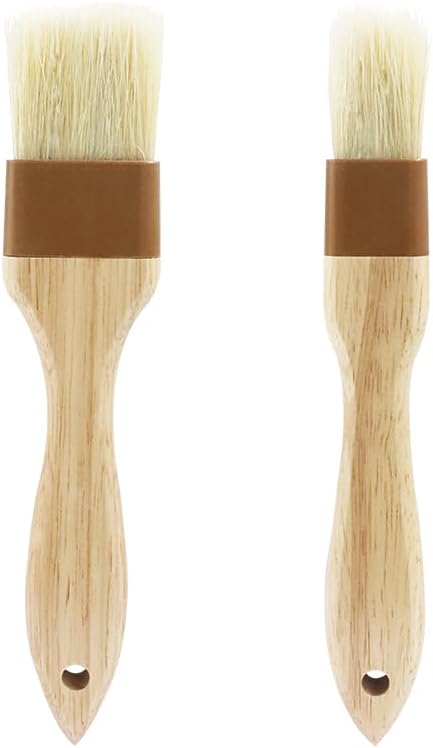 Waziaqoc 2 PCS Basting Brush, Natural Bristle, Wooden Handle