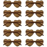 NACHLYNN 10 paia di occhiali da sole a forma di cuore marroni da donna senza montatura a forma di cuore color caramella occhiali per costumi cosplay