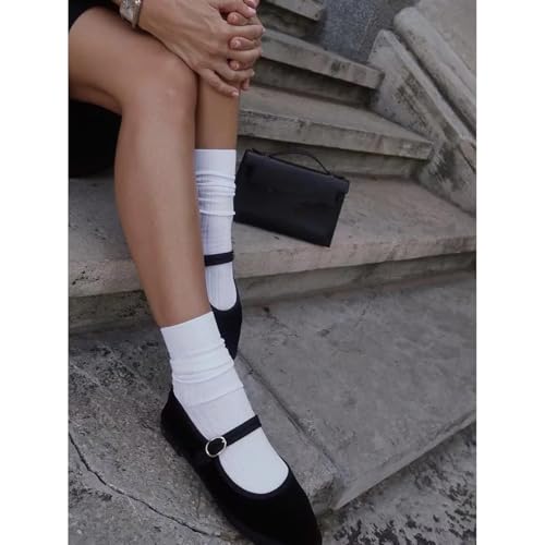 Velvet Mary Janes Women Red Ballet Flats Fall 2024 Y2k Shoes Burgundy Flat Shoes Suede Mary Jane Flats3