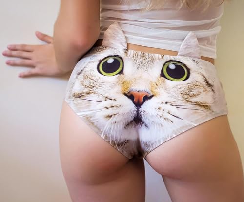 Image of JINKAIJIA Women's Flirty Sexy Funny Naughty 3D Printed Animal Tail Underwears Briefs Gifts With Cute Ears