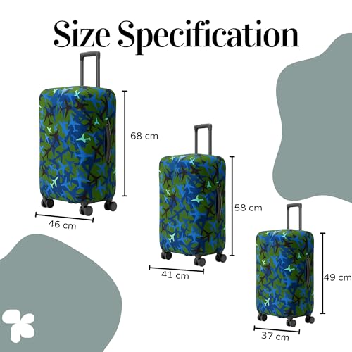 Image of AMPEREUS Trolley Bag Cover Set of 3 - Stretchless, Waterproof and Polyester Fabric with Plane Print Luggage Cover for Small, Medium & Large Size Suitcase Luggage Cover (20, 24 & 28 Inch)