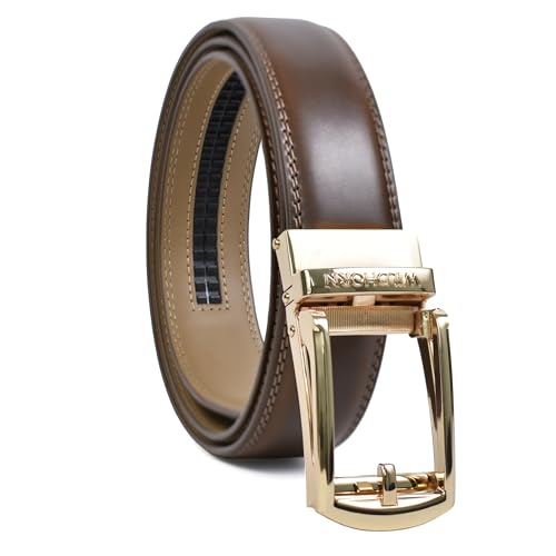 Image of WildHorn Men's Genuine Leather Belt for Men| Premium Auto-Lock Buckle | Adjustable up to 48 inch | Formal & Casual Wear | Micro-Adjust Fit | Stylish Gift Box Included