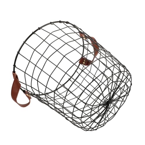 Cabilock Cesta Redonda de Hierro para Leña con Asa Organizador Multifuncional para Hogar y Jardín Cesta Metálica Resistente para Almacenamiento de Juguetes y Ropa