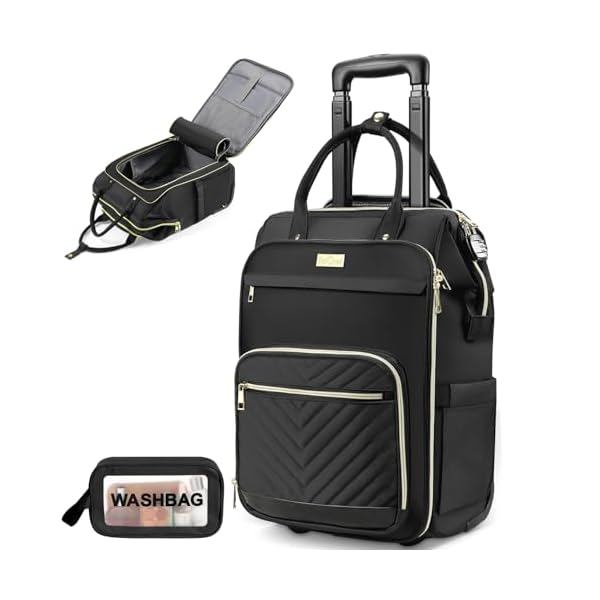 Star Cloud Rolling Backpack for Women,Dual-Opening Carry On Backpack with Wheels,Wheeled Laptop Backpack with Lock,USB & Type-C Charging Port, Softside Roller Backpack for Travel College Business Work