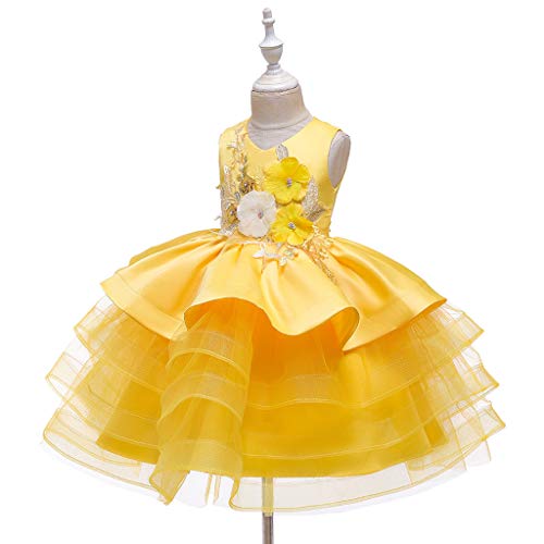 Tutu Dress for Girls Sparkly Sequin Tulle Princess Birthday Party Prom Outfit Toddler Sneaker Ball Gown Dresses (Yellow, 2-3 Years)2