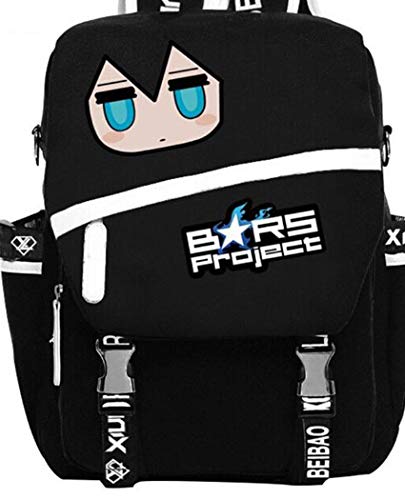 HonRmon Anime Cartoon Black Rock Shooter Cosplay Canvas Backpack Shoulder School Bag (One Size, Black)