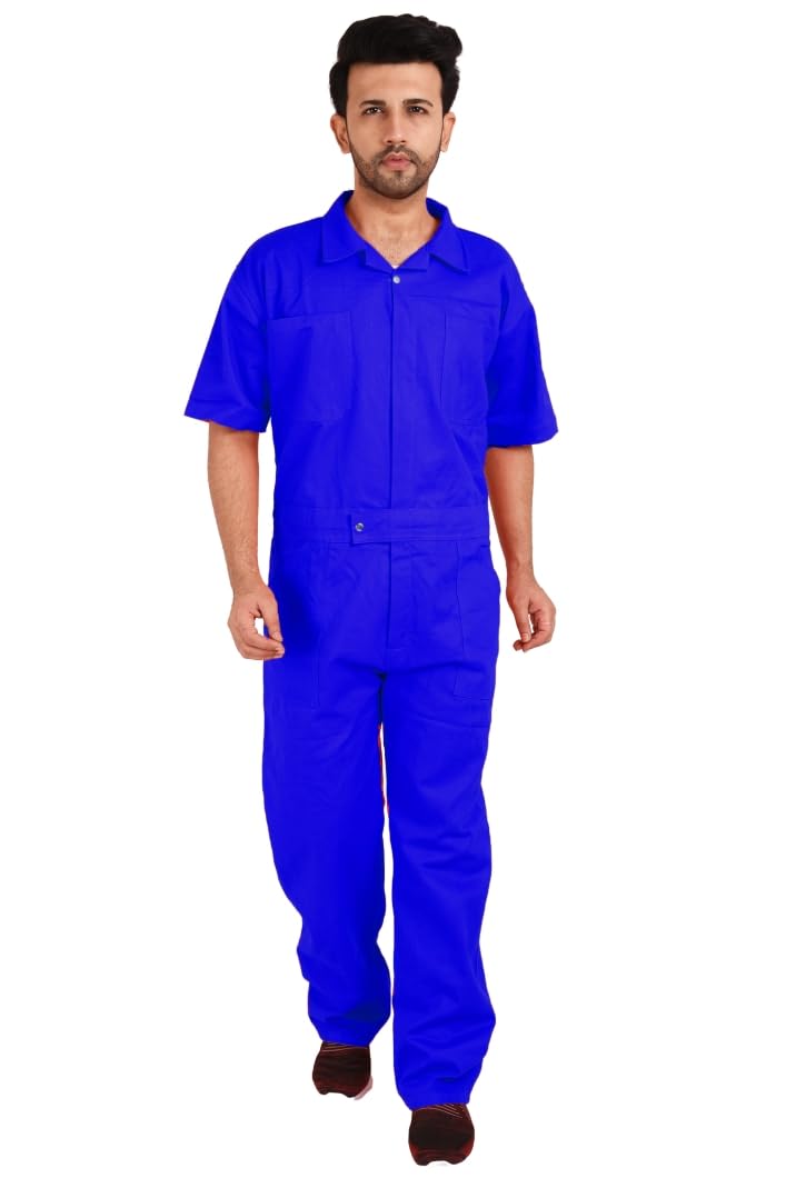 adhyah TrendyUniform Mens Pure Cotton Half Sleeves Work Wear Protective Coverall (Overall, Boiler Suit and Jumpsuit) (Royal, M) (B0CMXQSJN6) Amazon Price History, Amazon Price Tracker