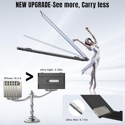 Ultra-dünner Portable Monitor for Laptop, 14” Triple Laptop Bildschirm Extender, 1080P FHD Laptop Screen Extender, ultraleichte Reisemonitore für 13,3-17,3” Laptops, kompatibel mit Windows/Mac