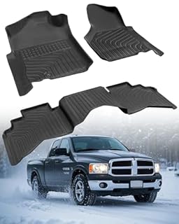 Car Floor Mats for Dodge Ram: Ram 1500 2002-2008 Crew Cab (Quad Cab) Ram 2500/3500 2003-2009 Crew Cab All-Weather Carpet Liners Front Rear Liners Custom Rubber Heavy Duty Truck Vehicle Accessories