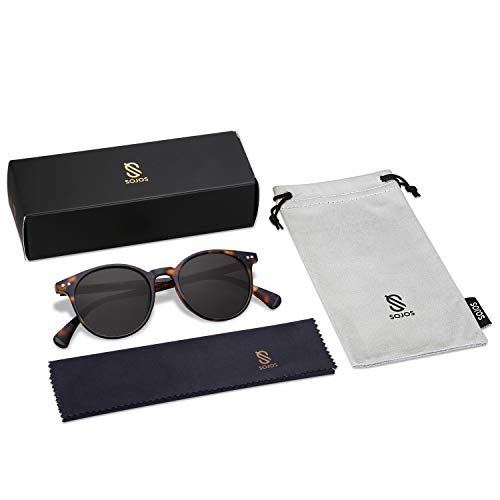 Sojos Small Round Classic Polarized Sunglasses For Women Men Vintage Style Uv400 Lens May Sj2113, Tortoise/Grey #TOP5
