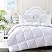 HOMBYS Super King Goose Down Comforter Duvet Insert Goose Feather Comforter 116 x 108 in Oversized 100% Cotton Cover Down Proof with Corner Tabs-116 x 108 inch Super King Size Down Comforter