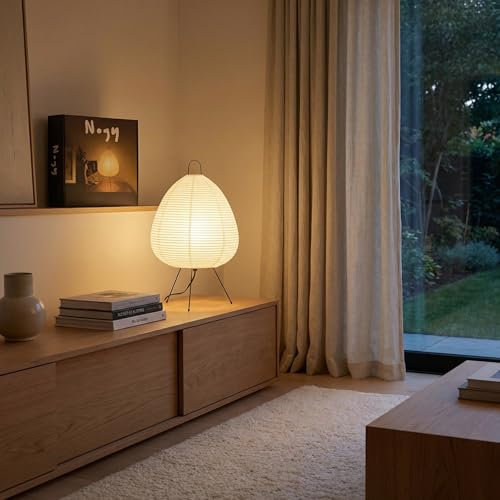 Akari Noguchi Rice Paper Lamp • Dimmable Japanese Paper Lantern Lamp • Japanese Decor Lantern • Cozy Japandi Style • Paper Lantern Light — view 6