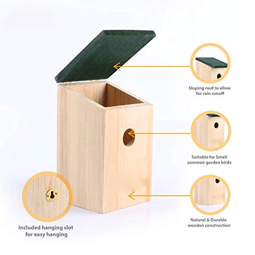 ADEPTNA Wooden Wild Bird Nest Box Bird House for Small Birds Sparrows Blue Tit Great Tits Robin – Ready Assembled - Image 6