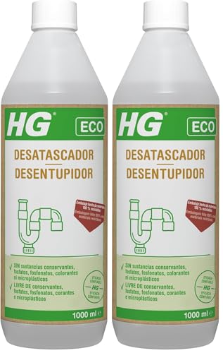 HG Desatascador Ecológico, Potente Limpiador De Desagües, Seguro Para Tuberías Y Medio Ambiente, 1L (Paquete de 2)