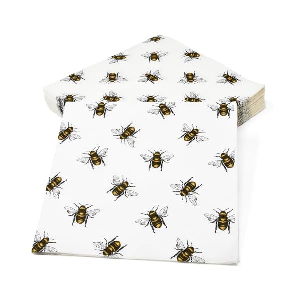   Gift-Boutique-100-Bee-Cocktail-Beverage-Napkins-Disposable-Paper-Honey-Bumble-Bees-Dessert-Napkin-for-Spring-Summer