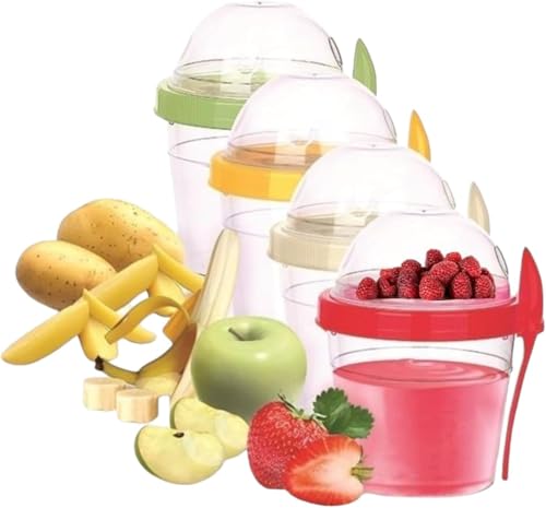 4-Pack Yogurt Parfait Cups with Lids and Spoons, Reusable Contain...