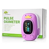 Child Pulse Oximeter, Oxygen Monitor for Kids Baby and Pediatric Blood Oxygen Saturation Heart Rate Monitor with Automatic Shut-Down, One Directions OLED Display, Include 2 X AAA Batteries (Purple)