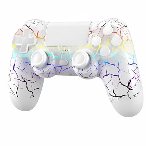 Trosvan Mando para PS4, Mando Inalámbrico para PS4/Pro/Slim/PC con RGB LED/Doble Vibración/Sensor De Giroscopio De 6 Ejes/Panel Táctil/Conector de Audio 3.5mm