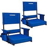 VIVOHOME Asientos de Estadio Plegables con Soporte para la Espalda, Cojín Acolchados Portátiles con Portavasos y Correa para el Hombro Azul