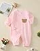 Babyfond 1 Pack Baby Bodysuit, Neugeborenes Baby warme Baumwolle Bodysuit mit Hut, 100% Baumwolle Kleinkind Homewear verdickt Frühling und Herbst Kleidung (Rosa, 1-3Monate)