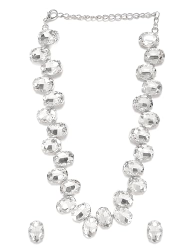 Rubans Silver-Plated White Crystal Studded Jewellery Set (B0D6G9YR6R) Amazon Price History, Amazon Price Tracker