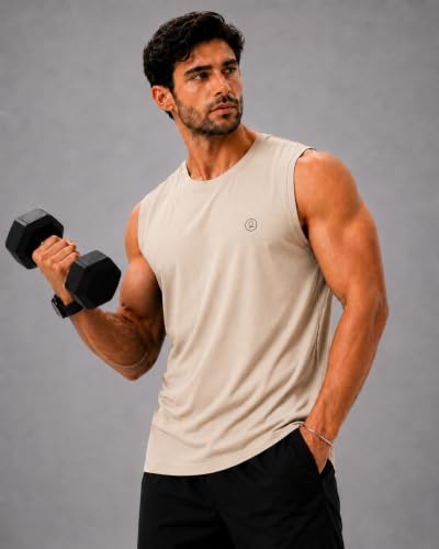 Image of CHKOKKO Sleeveless T Shirts Gym Vest for Men Workout Premium Cotton Blend