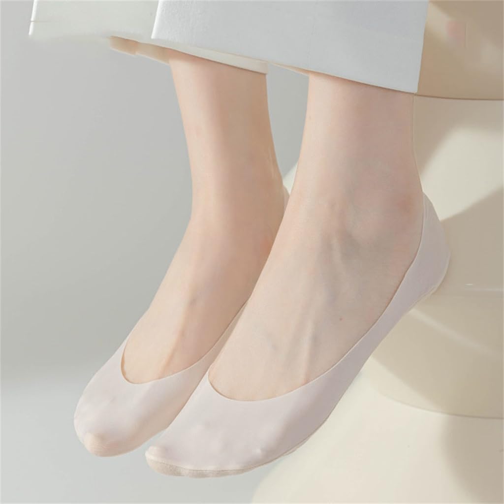 JSEIAJB Ice Silk Boat Socks Women Thin Shallow Mouth Non Falling Heel Invisible High Heels