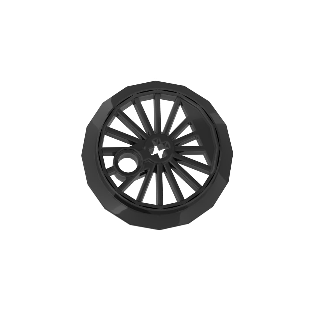 85489 Large Train Wheel (Axle Hole) 10 Pieces GDS-M289 Compatible with Lego MOC Building Blocks Color:Black 26
