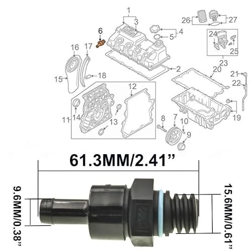 Válvula PCV Mini R50 R52 R53 con control de presión preciso para ventilación de cárter 5