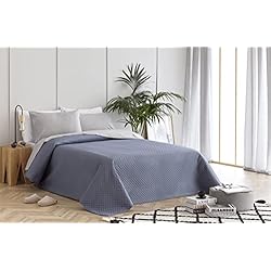 Colcha Todocama – Colcha boutí Fina con diseño de Rombos, para Primavera, Verano, otoño e Invierno. 100% Microfibra Extra Suave. Colcha Cubre Cama Multiusos. Cama 105-200x260cm Azul grisáceo