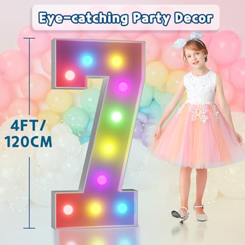 Image of Imprsv Colorful 4FT Marquee Numbers 7, 18 Colors Large Light up Numbers
