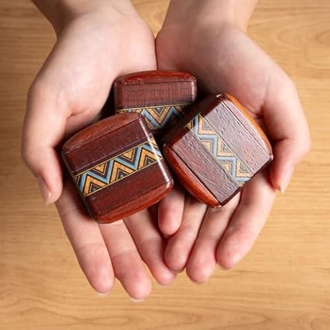 ANLYAWX Small Wood Box Jewelry Organizer with Sliding Lid for Travel - Mini Wooden Keepsake Case for Rings, Guitar Picks, Cufflinks - Portable and Secure Storage Solution Cover