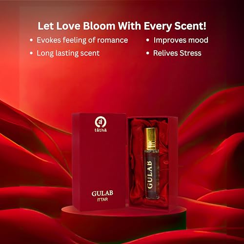 Image of Tatha Rose Attar Original | 100% Gulab Itra | Alcohol-Free Roll-On Perfume for Women & Men | Long-Lasting, Stress Relief & Romantic Scent | Ideal Gift | Gulab Attar | Without alcohol (10 ML)