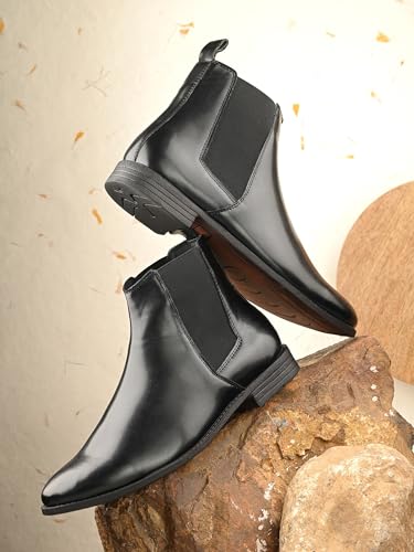 Image of EL PASO Men Faux Leather Casual Chelsea Boots