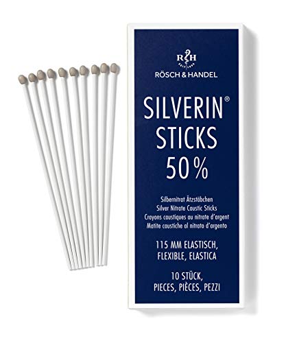 SILVERIN Lápices cáusticos 50% | Barras de Nitrato de Plata | Barra cutánea | 115mm | elástico | 10 ud.