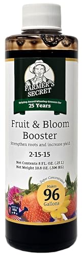 Farmer’s Secret Fruit & Bloom Booster Fertilizer (8oz) - Super Concentrated - Boosts Flowering and Yield on All Varieties of Fruits, Vegetables and Flowers
