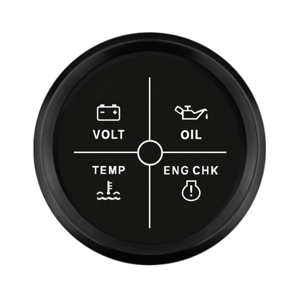 Misuratore di allarme motore universale 4LED 2"(52mm) 12V 24V con retroilluminazione per trattori moto