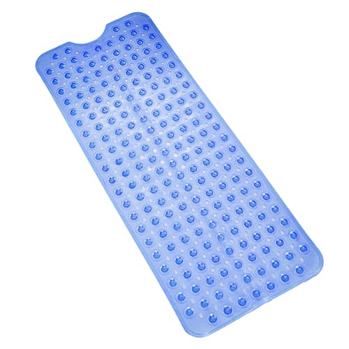 100 x 40 cm Tappeto antiscivolo doccia, in PVC di gomma naturale con ventosa, tappetino da bagno extra lungo, per macchina da doccia, lavabile (Blu Scuro)
