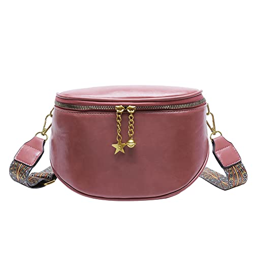 CHAMAIR Sac bandoulière pour femme - Large sangle - Le nouveau sac banane en cuir - Mode - Sac à bandoulière pour femme - Avec mousqueton, Violet (01) Cover