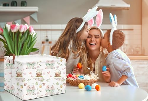 Image of Rectangle Easter Bunny Basket Empty,Gift Basket, Room Decor,Waterproof Storage Bin, Books Box(Easter Bunny)