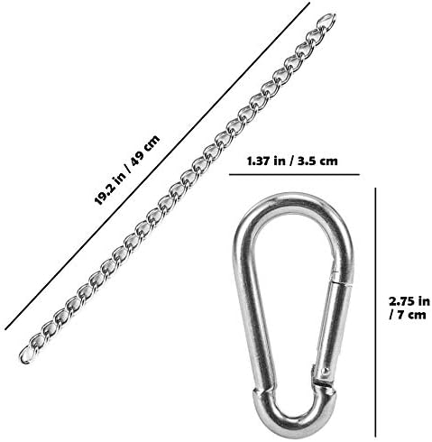 Heavy Duty Hanging Chain with Carabiner, Stainless Steel Hanging for Hammock,Hanging Chair, Punching Bag, Clip Hook Attachment & Chain 400LB Capacity Indoor Outdoor - Image 2